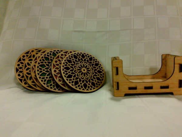 6 Decorative coasters with holder - Image 2